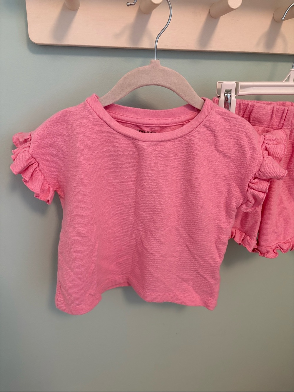 Primark Girls' Pink Ruffle Short Sleeve Matching Set - Picture 2 of 6